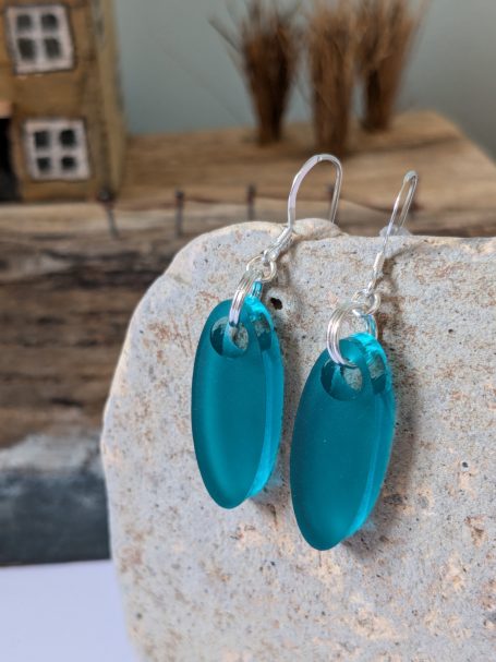 Teal Blue thick acrylic earrings 